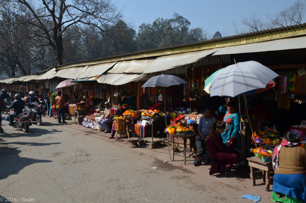 Opfergabenmarkt hinter dem Pahupatinath Tempel