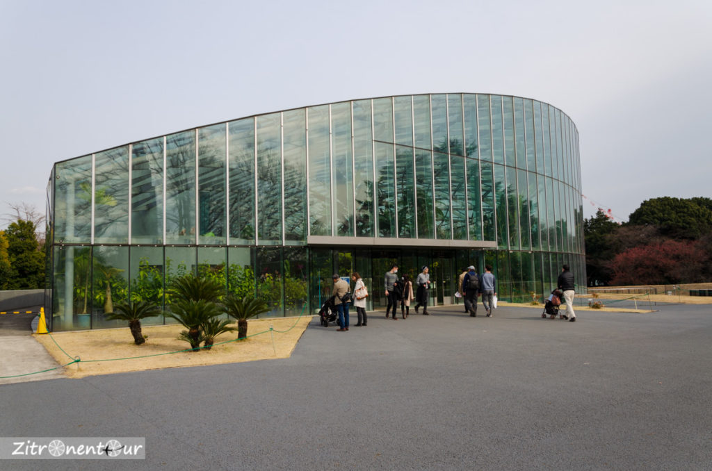 Außenansicht auf das Gewächshaus im Shinjuku Gyoen Park
