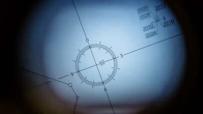 Blick durch das Polsucherfernrohr des Star Adventurers von Sky-Watcher
