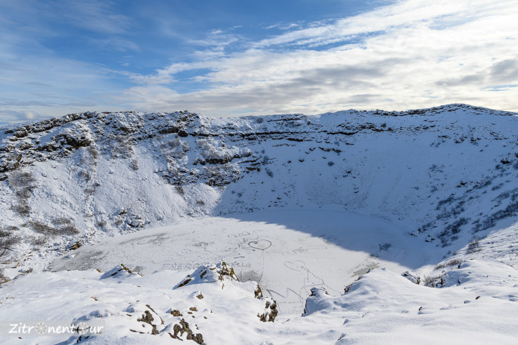 Kerið Krater am Golden Circle im Winter
